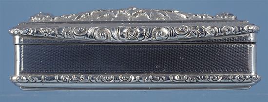 An early Victorian silver table snuff box, by Edward Smith, Length: 93mm Weight: 6.8oz/214grms